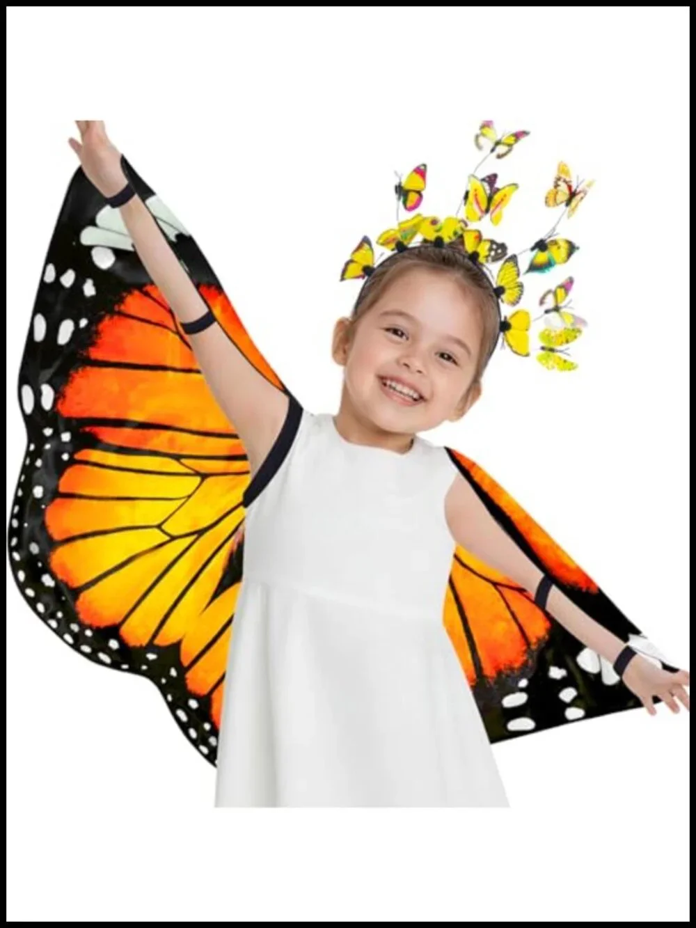 Kids Butterfly Fairy Wings Costume Dress-Up Set with Headband, Pretend Play
